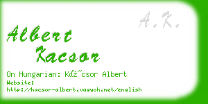 albert kacsor business card